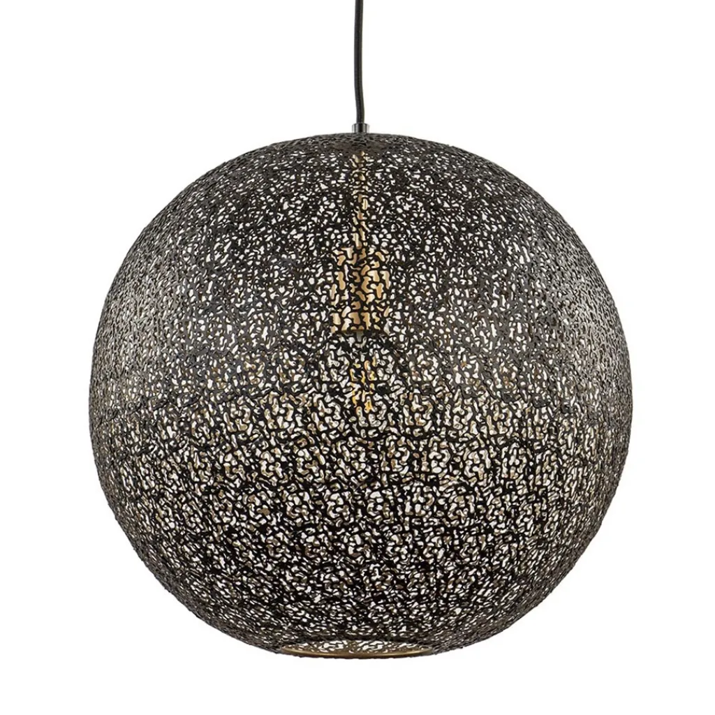Straluma Hanglamp Oronero bol zwart/goud 40cm> Eettafellampen|Keukenverlichting