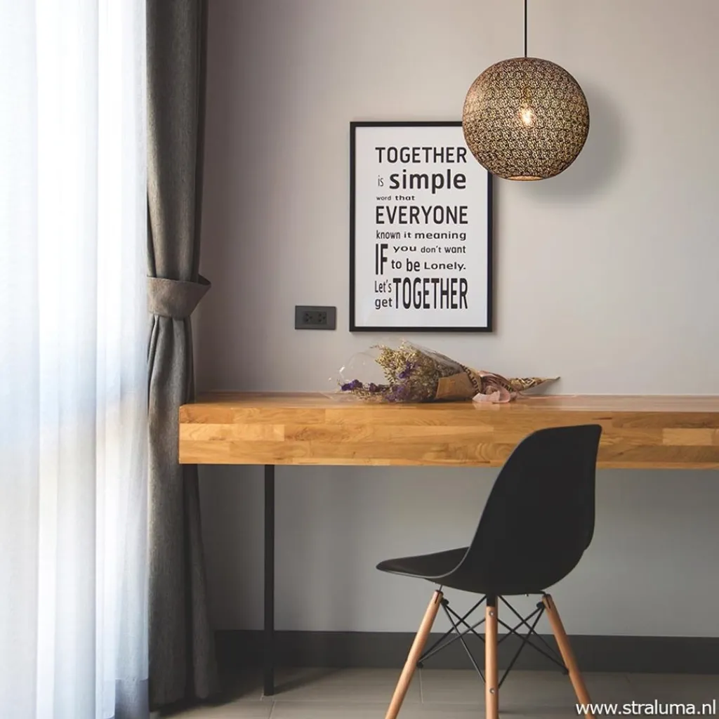 Straluma Hanglamp Oronero bol zwart/goud 40cm> Eettafellampen|Keukenverlichting