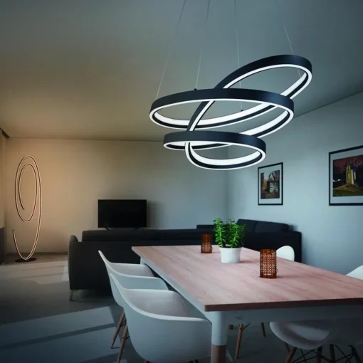 Straluma Hanglamp ovale ringen mat zwart> Hanglampen|Eettafellampen