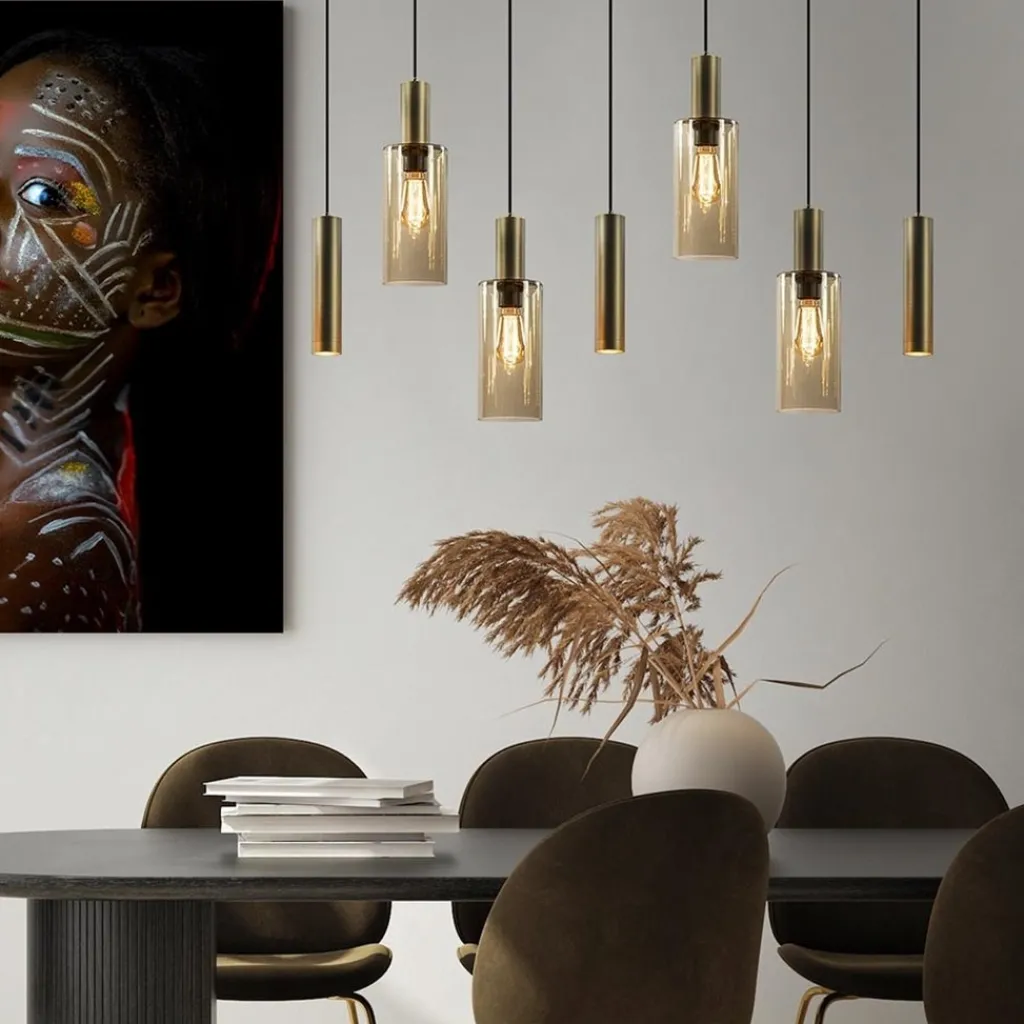 Straluma Hanglamp Perugia 7L brons/zwart> Hanglampen|Eettafellampen