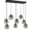 Straluma Hanglamp plaat 8-L zwart glas smoke 25cm> Eettafellampen|Pendel Lampen