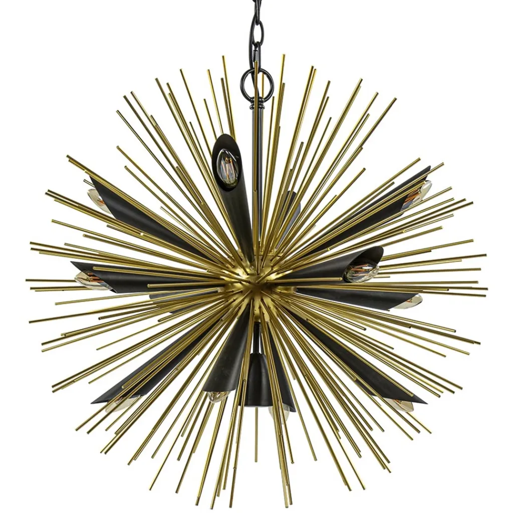 Straluma Hanglamp Springfield rond zwart/goud sprieten> Eettafellampen|Videverlichting