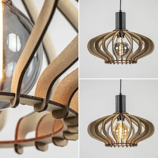 Straluma Hanglamp Ufo naturel hout 35cm> Keukenverlichting|Eetkamerverlichting