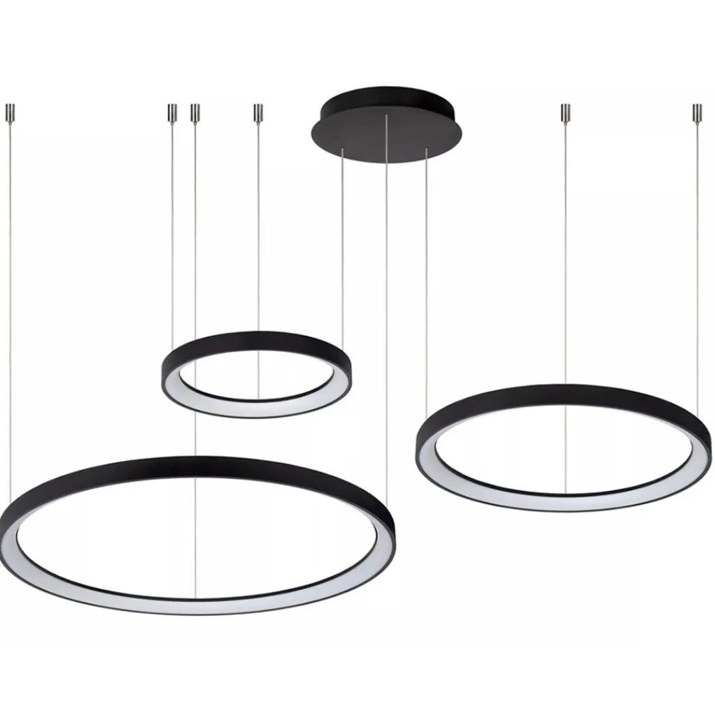 Straluma Hanglamp Vidal 3 ringen zwart> Hanglampen|Woonkamerlampen
