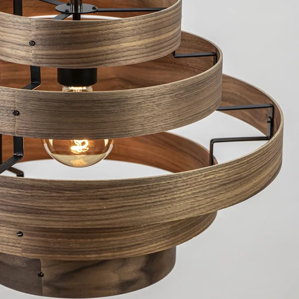 Straluma Hanglamp Walnut 6-ringen hout/zwart> Woonkamerlampen|Slaapkamerlampen