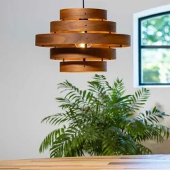 Straluma Hanglamp Walnut 6-ringen hout/zwart><noscript><img width=