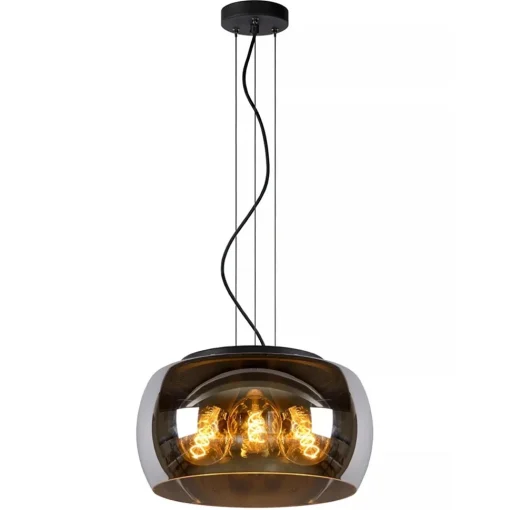 Straluma Hanglamp zwart + smoke glas 40cm> Eettafellampen|Eetkamerverlichting
