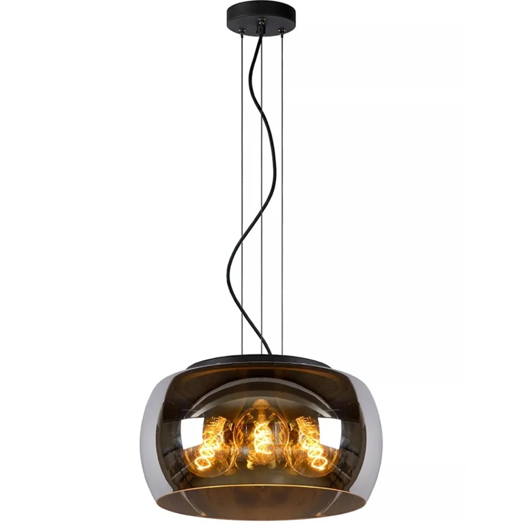 Straluma Hanglamp zwart + smoke glas 40cm> Eettafellampen|Eetkamerverlichting