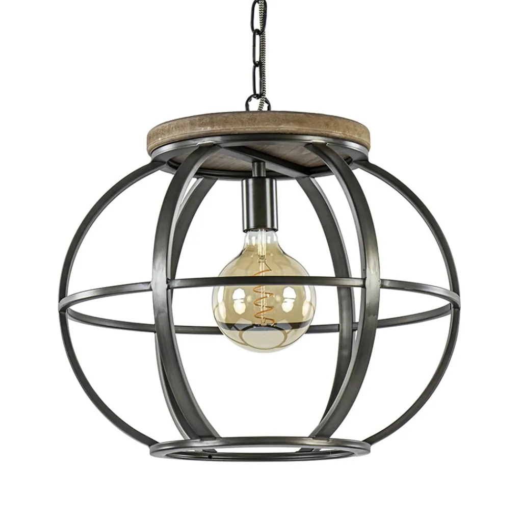 Straluma Hanglamp zwart industrieel open frame> Eettafellampen|Eetkamerverlichting