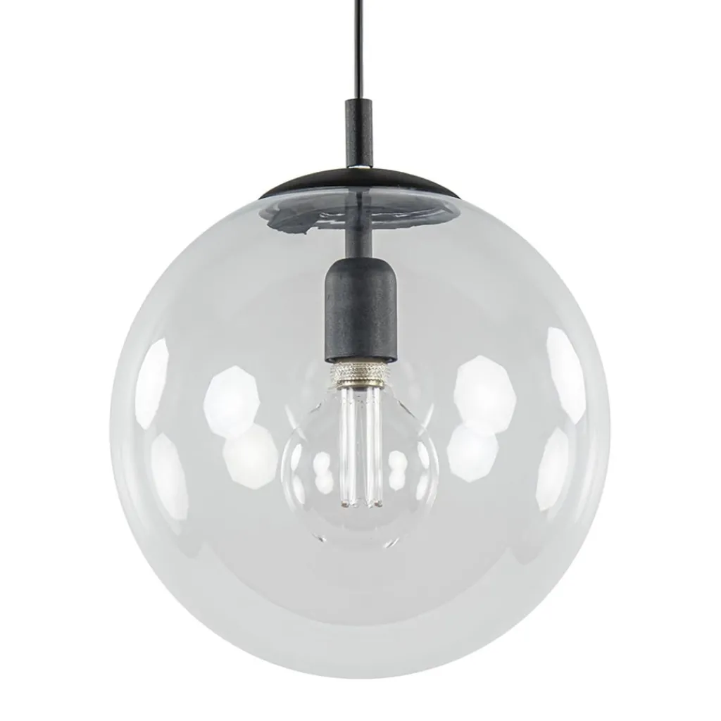 Straluma Hanglamp zwart met helder glazen bol 30 cm> Woonkamerlampen|Slaapkamerlampen
