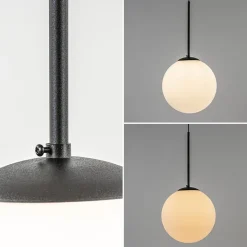Straluma Hanglamp zwart met opaal wit glas 30 cm></noscript> Keukenverlichting|Eetkamerverlichting