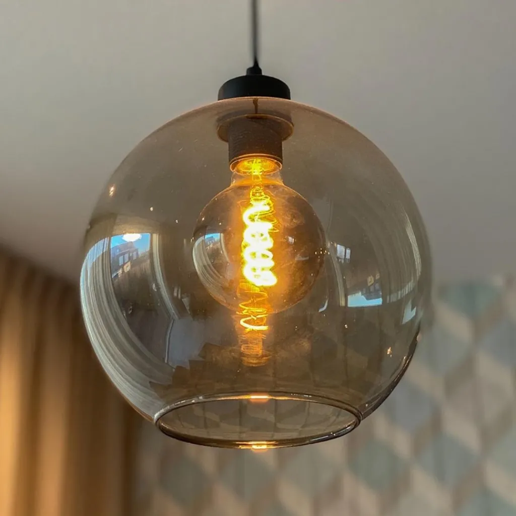 Straluma Hanglamp zwart met smoke glas 25cm> Nachtkastlampen|Pendel Lampen