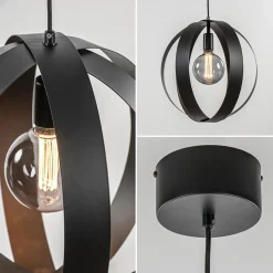 Straluma Hanglamp zwart metalen ringen 40 cm><noscript><img width=