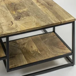 Straluma Hoektafel mangohout met zwart frame 70x70x40 cm><noscript><img width=