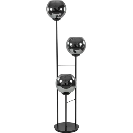 Straluma Hotel chique 3-lichts vloerlamp zwart met smoke/titanium glas> Vloerlampen|Luxe Verlichting