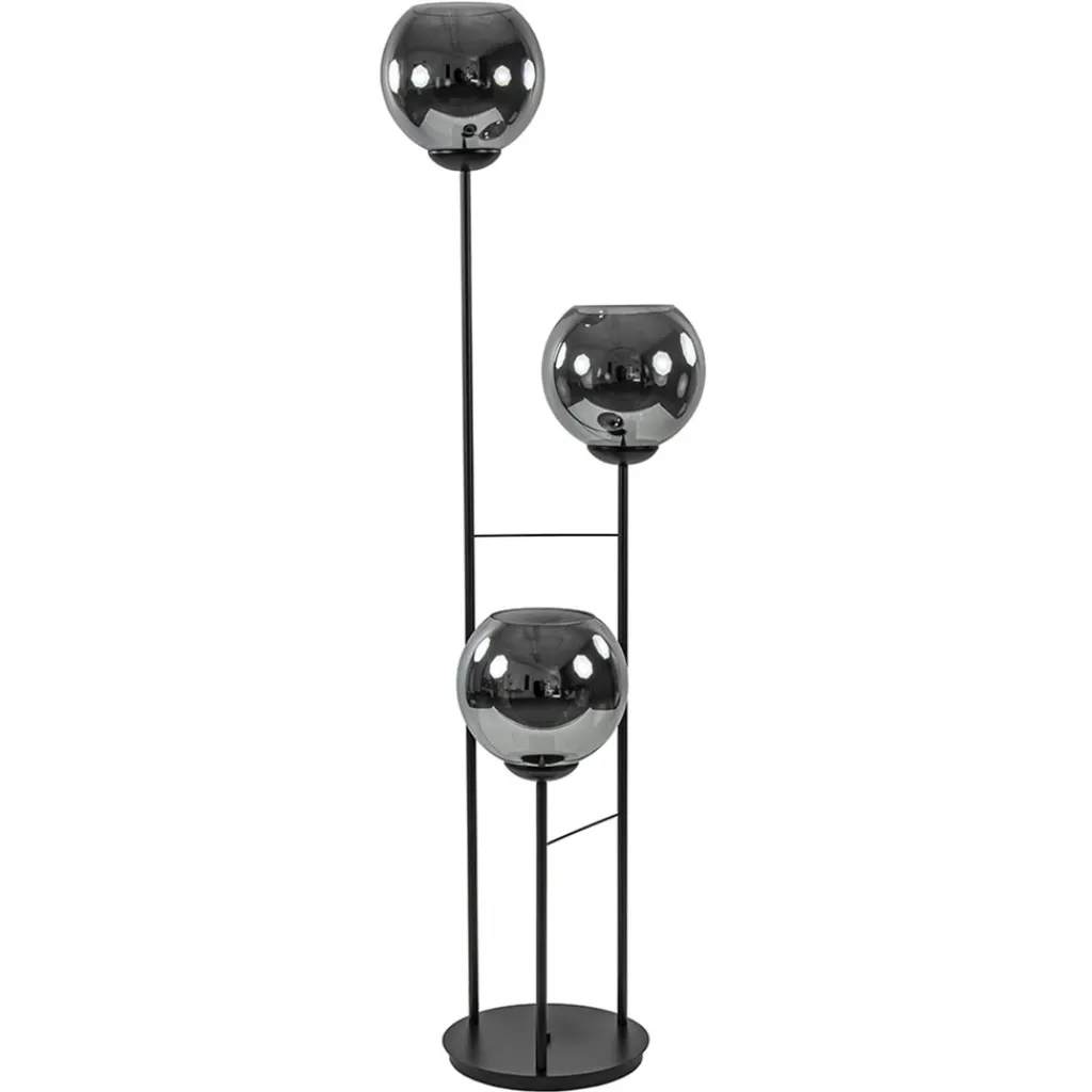 Straluma Hotel chique 3-lichts vloerlamp zwart met smoke/titanium glas> Vloerlampen|Luxe Verlichting