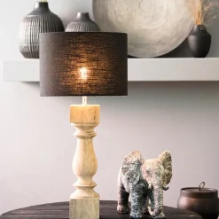 Straluma Houten lampvoet Cumani met bronzen fitting><noscript><img width=