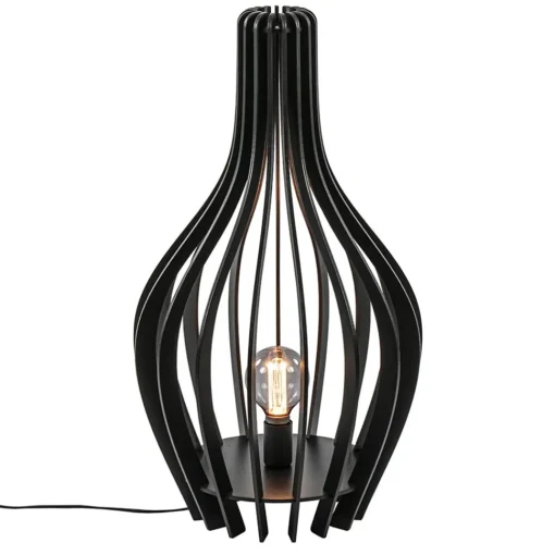 Straluma Houten tafel/vloerlamp mat zwart> Tafellampen|Vloerlampen