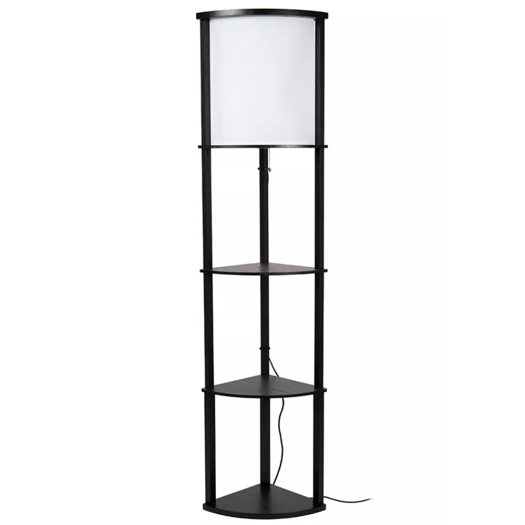 Straluma Houten vloerlamp zwart met beige kap> Vloerlampen|Landelijke Verlichting