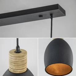 Straluma Industrieel landelijke hanglamp 3-lichts zwart met hout></noscript> Eettafellampen|Keukenverlichting