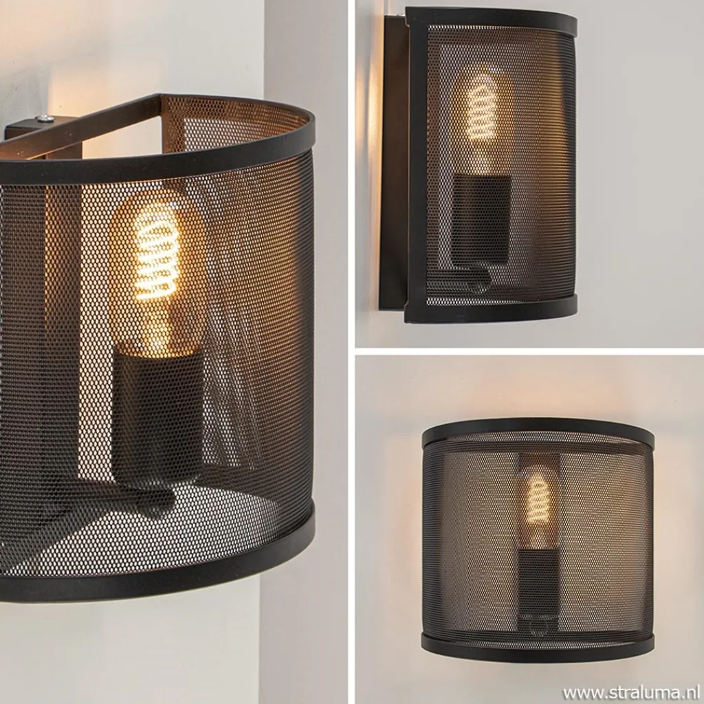 Straluma Industrieel landelijke wandlamp met gaas> Woonkamerlampen|Slaapkamerlampen