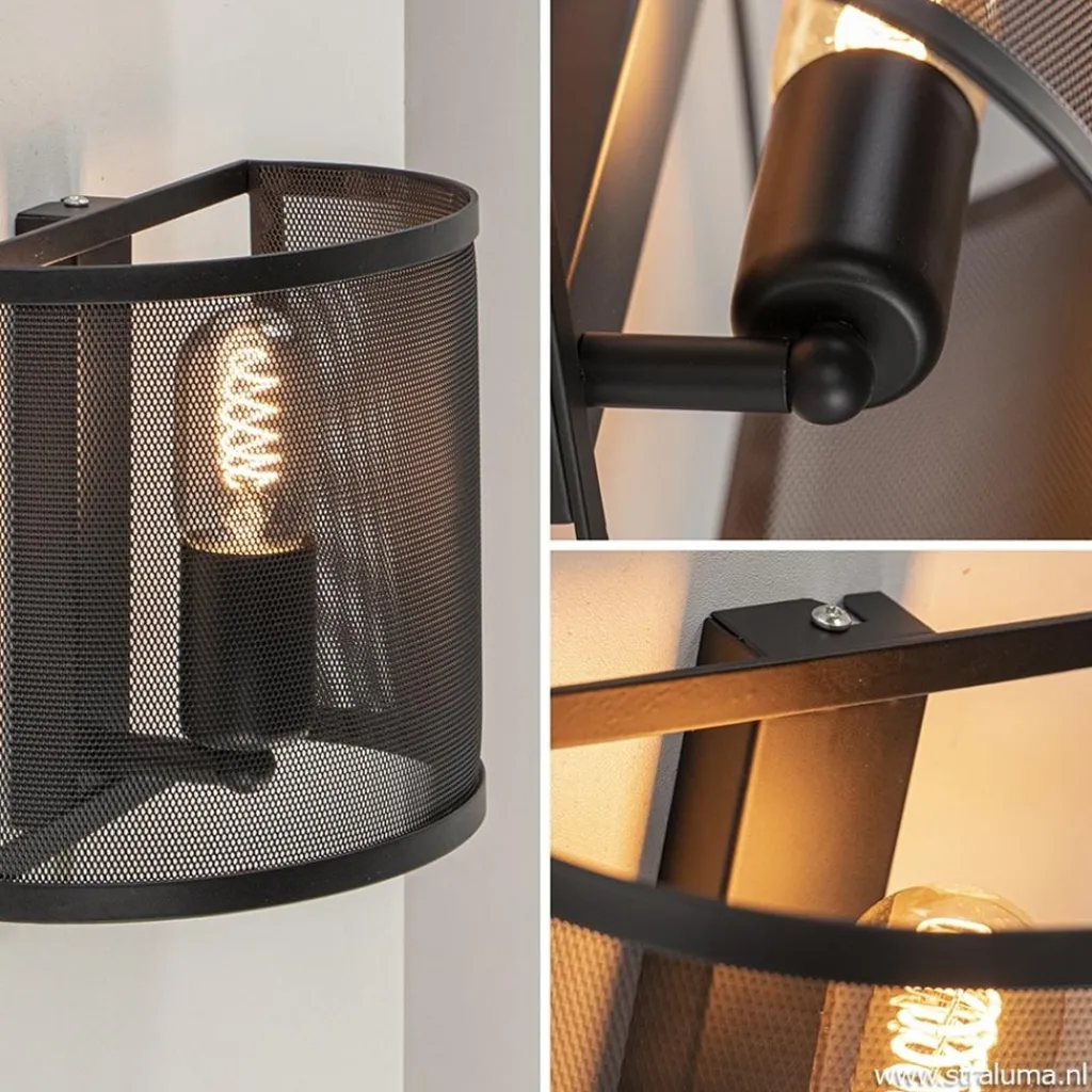 Straluma Industrieel landelijke wandlamp met gaas> Woonkamerlampen|Slaapkamerlampen