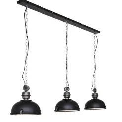 Straluma Industriële 3-lichts hanglamp bikkel mat zwart> Eettafellampen|Keukenverlichting