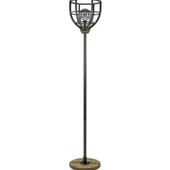 Straluma Industriële vloerlamp zwart staal met houten details> Vloerlampen|Industriële Verlichting