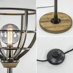 Straluma Industriële vloerlamp zwart staal met houten details><noscript><img width=