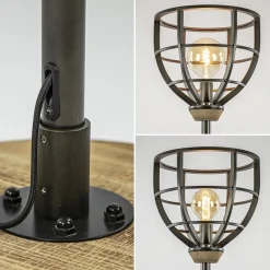 Straluma Industriële vloerlamp zwart staal met houten details><noscript><img width=