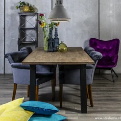 Straluma Klassieke armstoel kersenhout in stof></noscript> Eetkamerstoelen