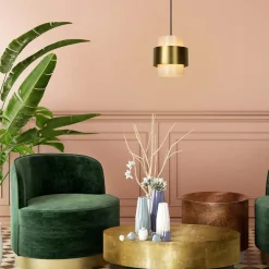 Straluma Klassieke hanglamp goud met opaal glazen kap><noscript><img width=