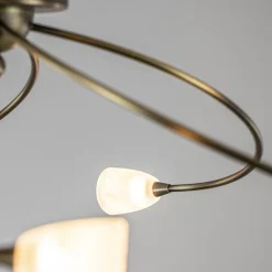 Straluma Klassieke plafondlamp brons met wit gevlamd glas><noscript><img width=