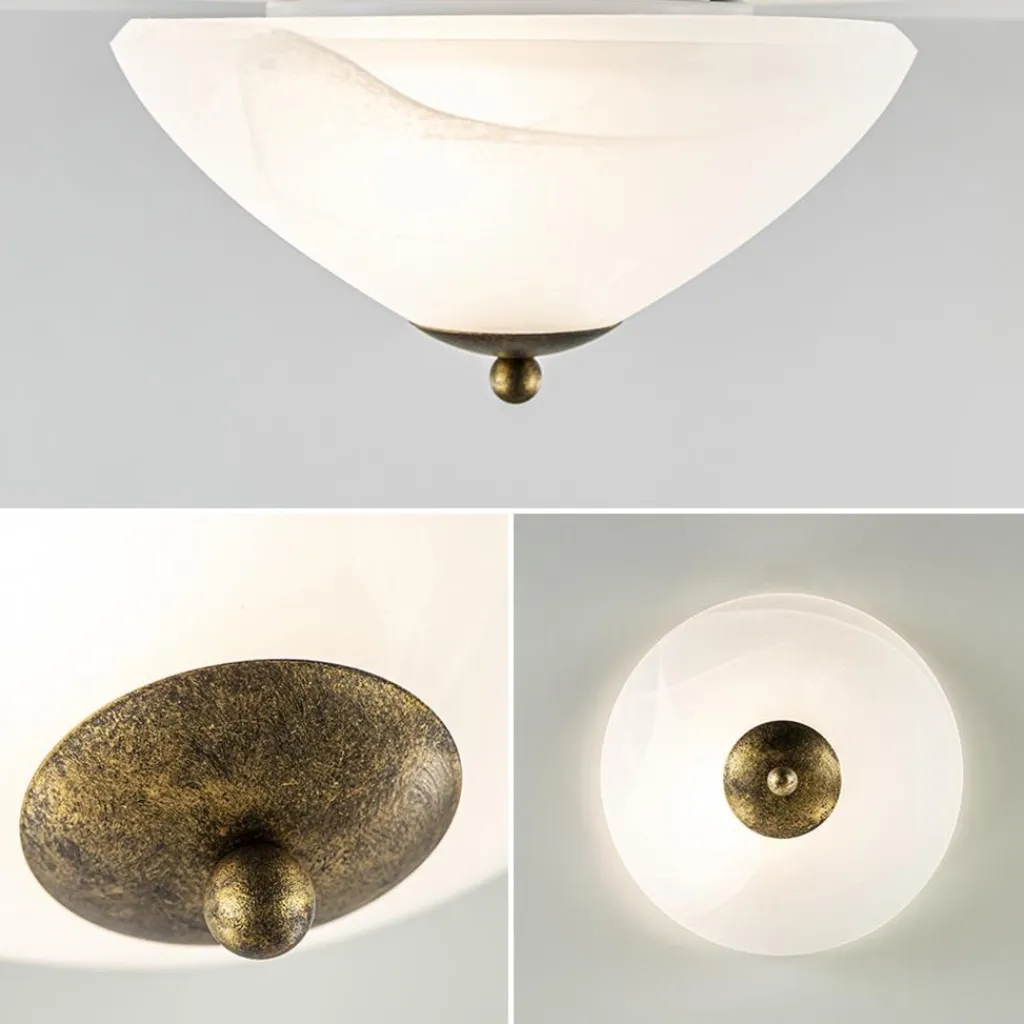 Straluma Klassieke plafondlamp gevlamd glas met brons 30 cm> Plafonnières|Keukenverlichting