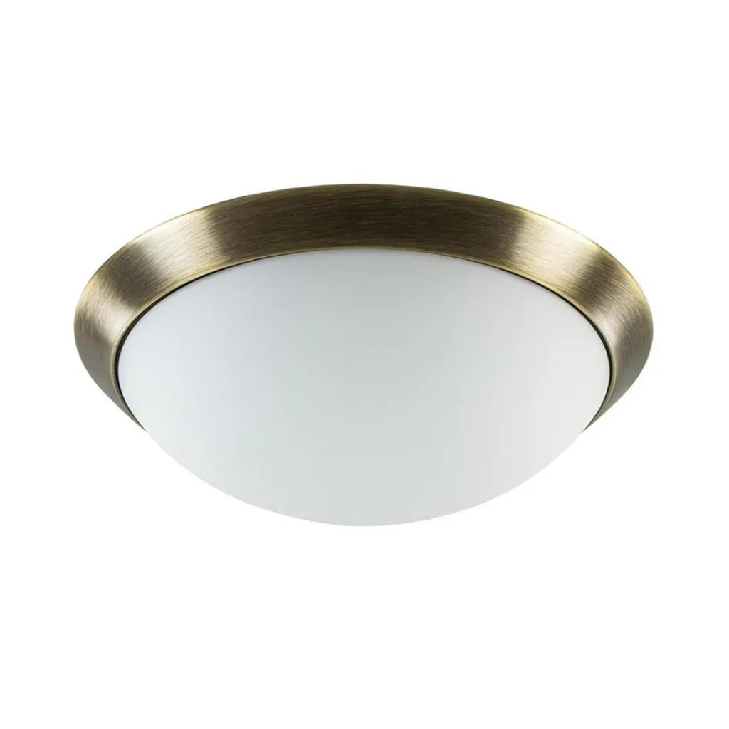 Straluma Klassieke plafonnière brons met wit glas 30 cm> Plafonnières|Woonkamerlampen