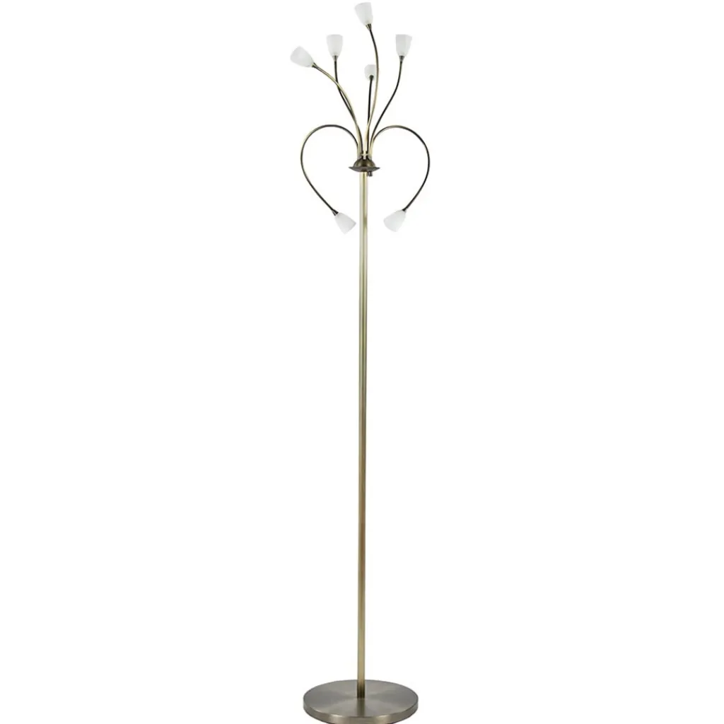 Straluma Klassieke vloerlamp brons met wit gevlamd glas en dimbaar LED> Vloerlampen|LED Vloerlampen