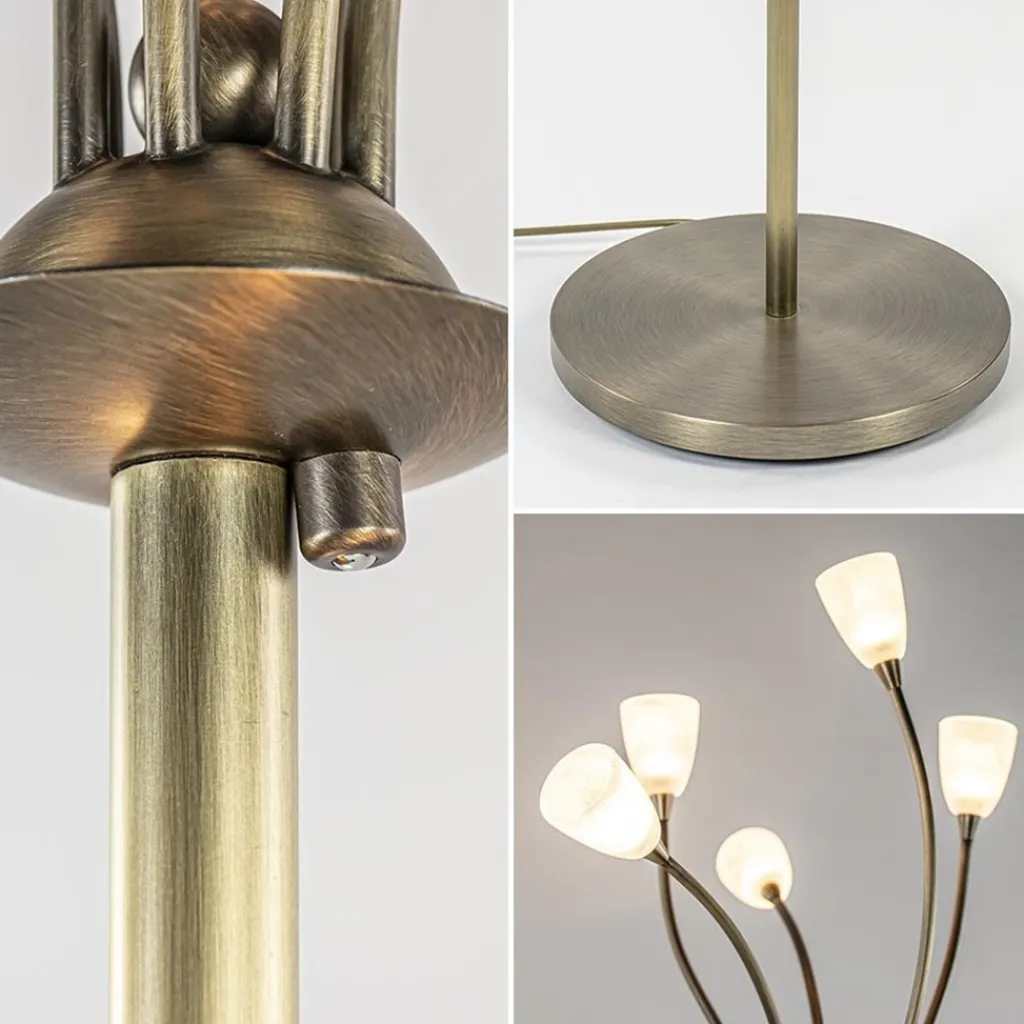 Straluma Klassieke vloerlamp brons met wit gevlamd glas en dimbaar LED> Vloerlampen|LED Vloerlampen