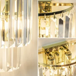 Straluma Klassieke wandlamp goud met helder glazen pegels><noscript><img width=