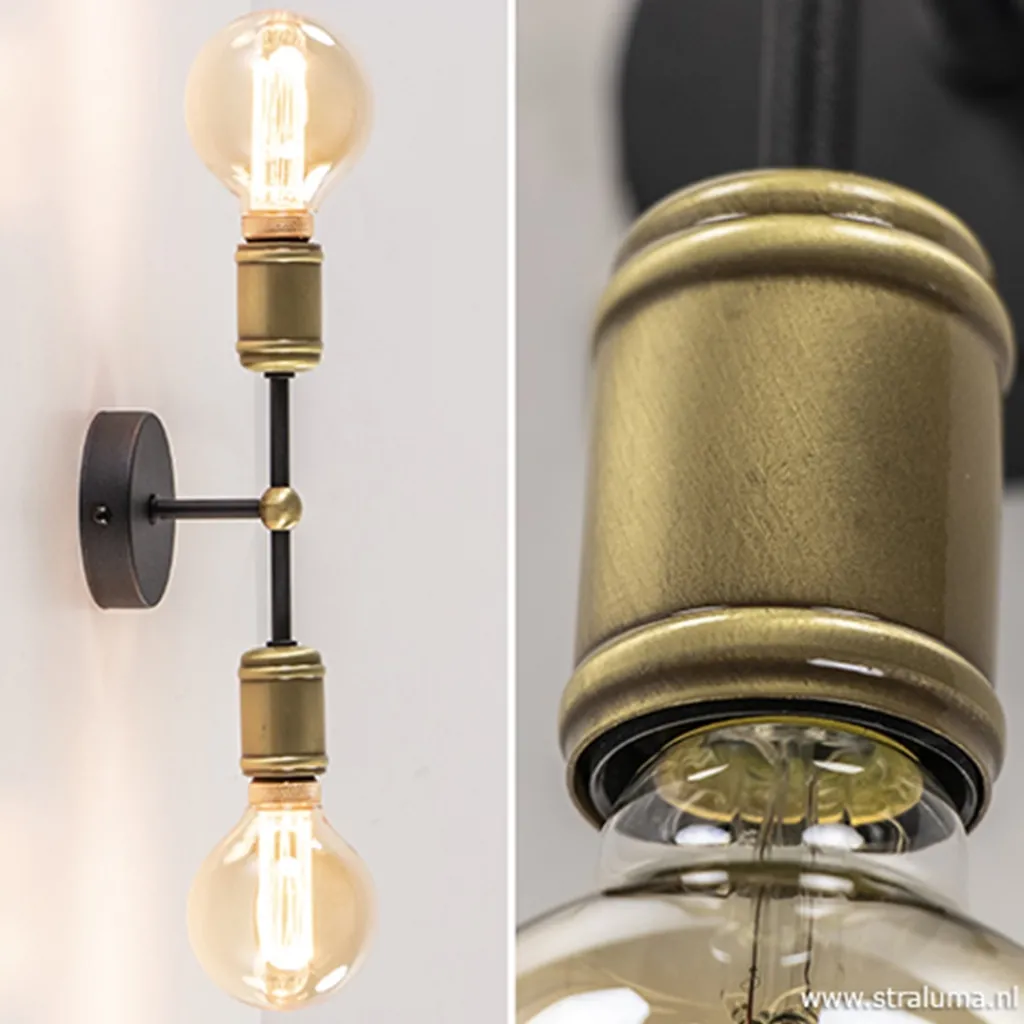 Straluma Klassieke wandlamp zwart-antiek brons> Woonkamerlampen|Slaapkamerlampen
