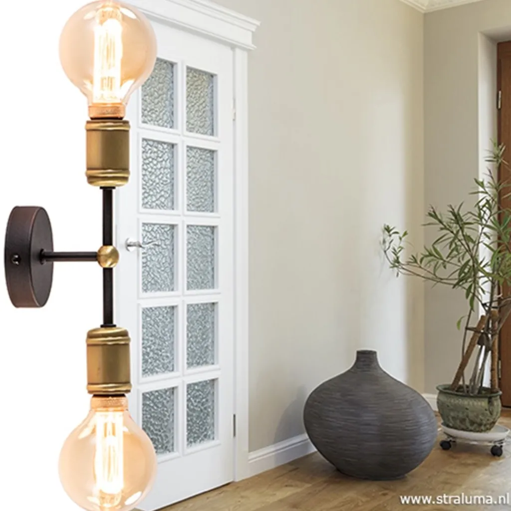 Straluma Klassieke wandlamp zwart-antiek brons> Woonkamerlampen|Slaapkamerlampen