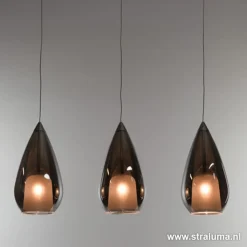Straluma Kleine eettafel hanglamp glas 'Smoke'> Eettafellampen|Woonkamerlampen