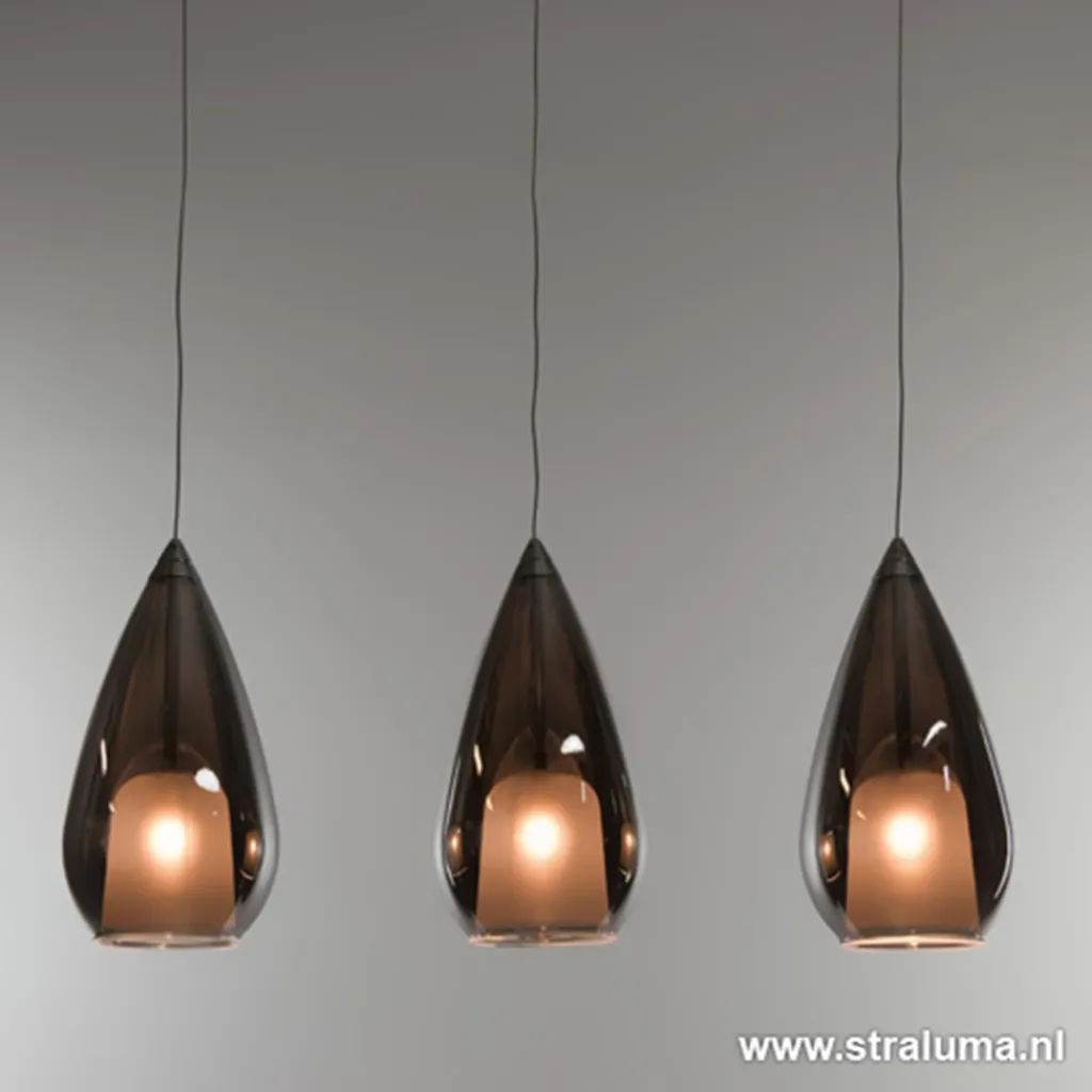 Straluma Kleine eettafel hanglamp glas 'Smoke'> Eettafellampen|Woonkamerlampen