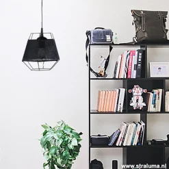Straluma Kleine hanglamp draad zwart met stof><noscript><img width=