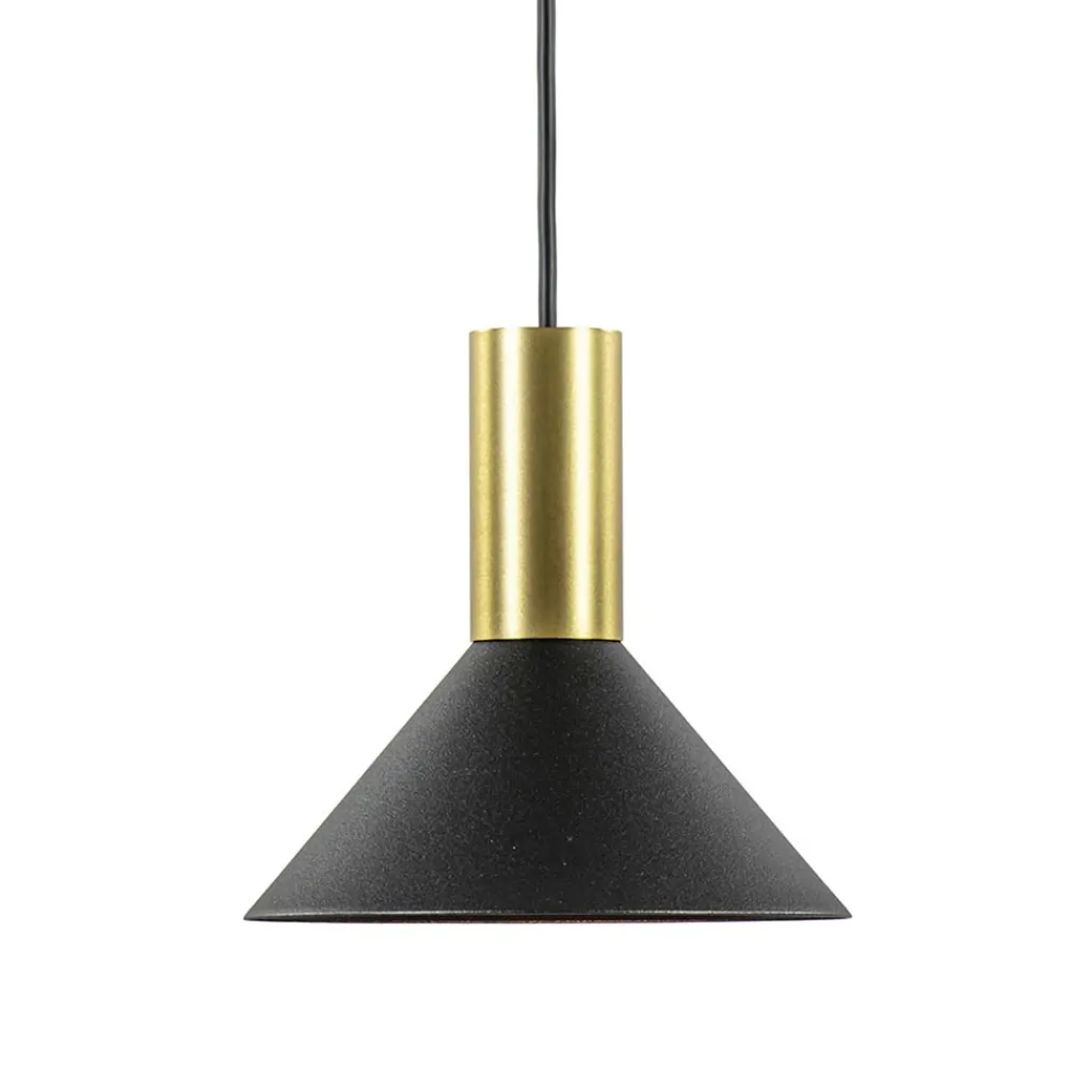 Straluma Kleine hanglamp driehoek zwart met brons> Keukenverlichting|Eetkamerverlichting