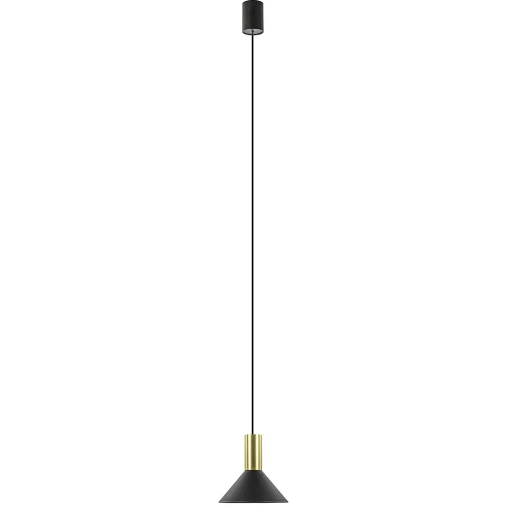 Straluma Kleine hanglamp driehoek zwart met brons> Keukenverlichting|Eetkamerverlichting