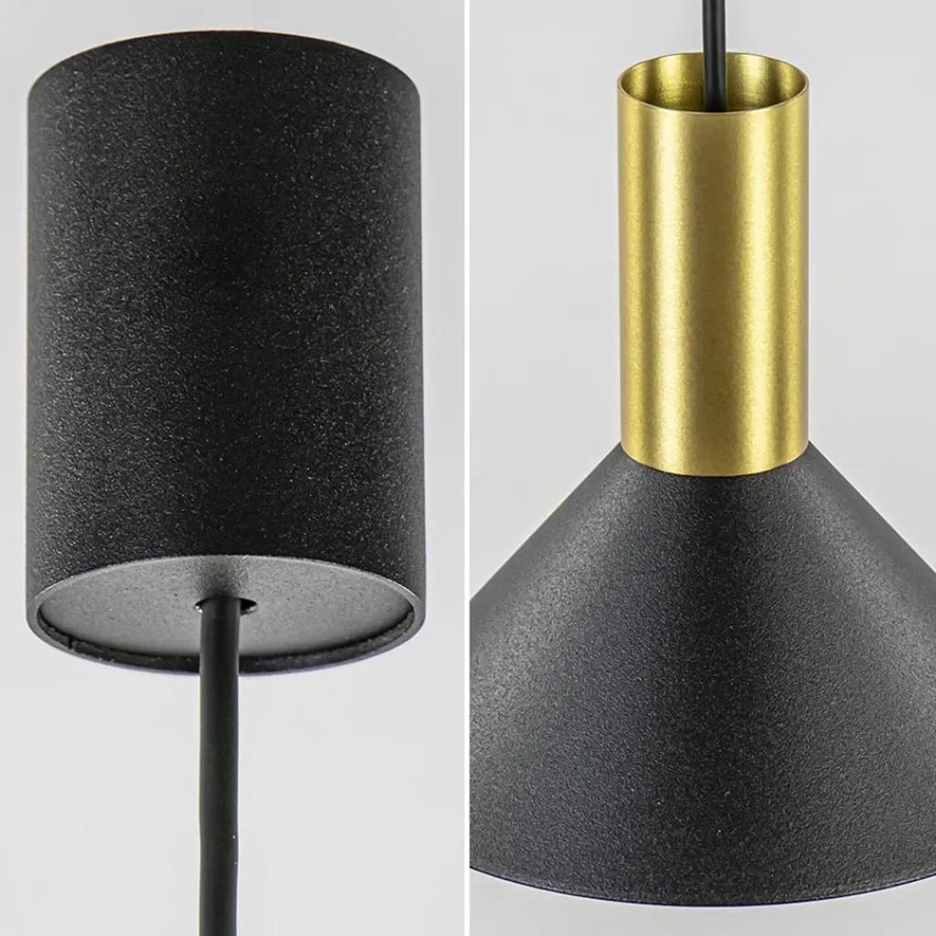 Straluma Kleine hanglamp driehoek zwart met brons> Keukenverlichting|Eetkamerverlichting