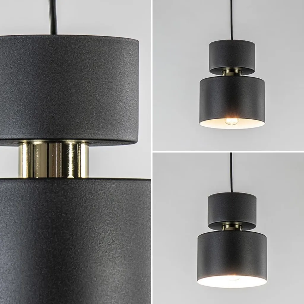 Straluma Kleine hanglamp zwart met goud accent> Nachtkastlampen|Woonkamerlampen