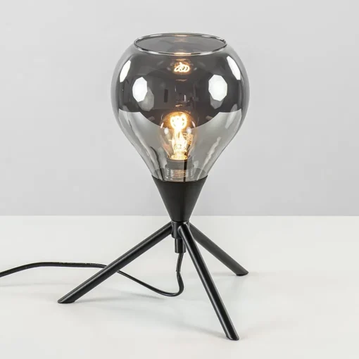 Straluma Kleine tafellamp driepoot met titanium glas> Tafellampen|Driepoot lampen