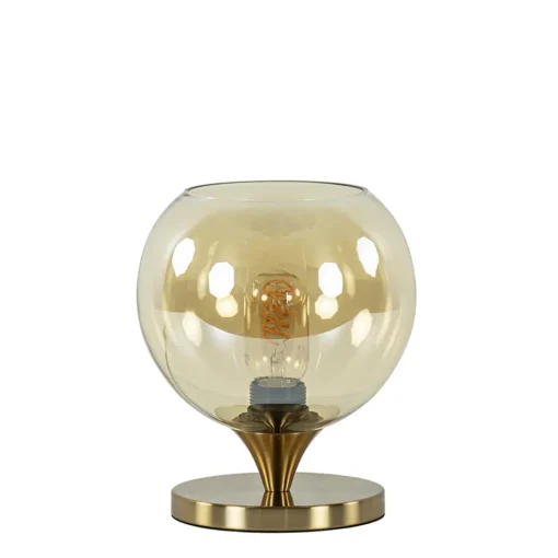 Straluma Kleine tafellamp goud met amber kleurig glas> Woonkamerlampen|Slaapkamerlampen