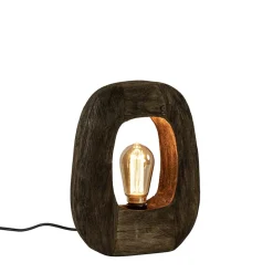 Straluma Kleine tafellamp Kelafo hout chocolade bruin> Light and Living|Woonkamerlampen